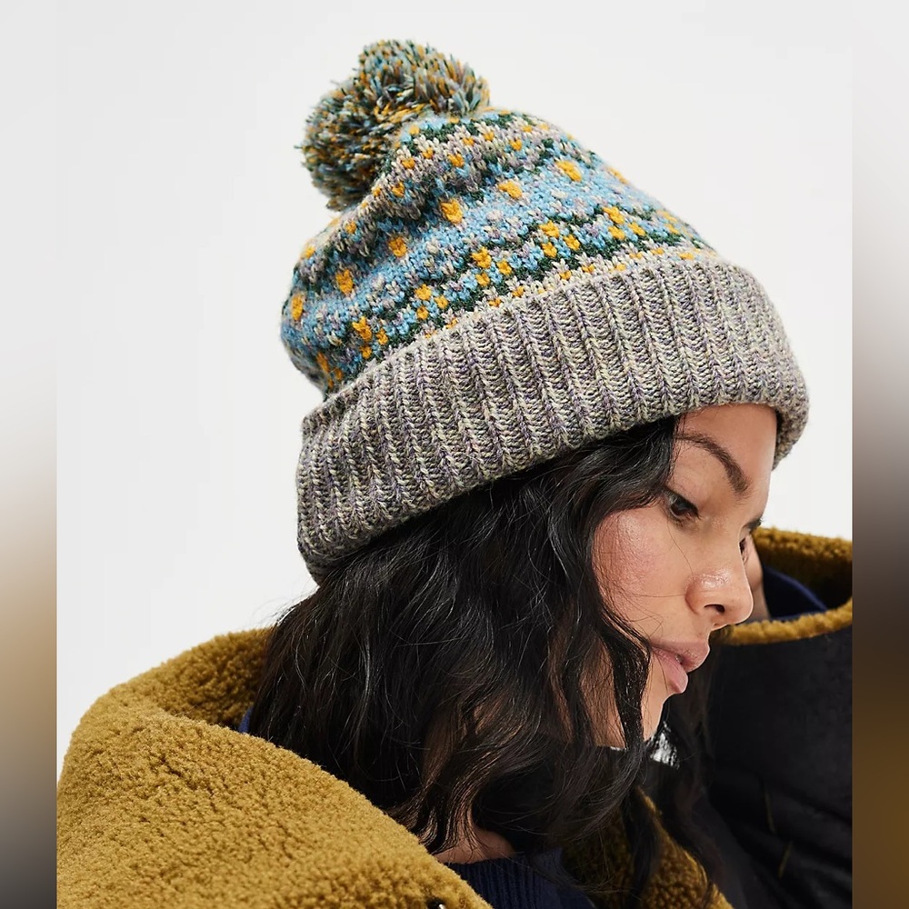 Free People Fair-isle Pom-Pom Beanie